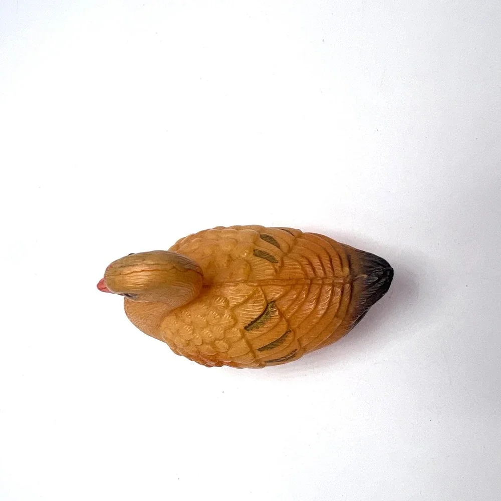 Antique Celluloid Miniature Duck Figurines 1930s Lot of 2 Toy Mallard Rattle‎